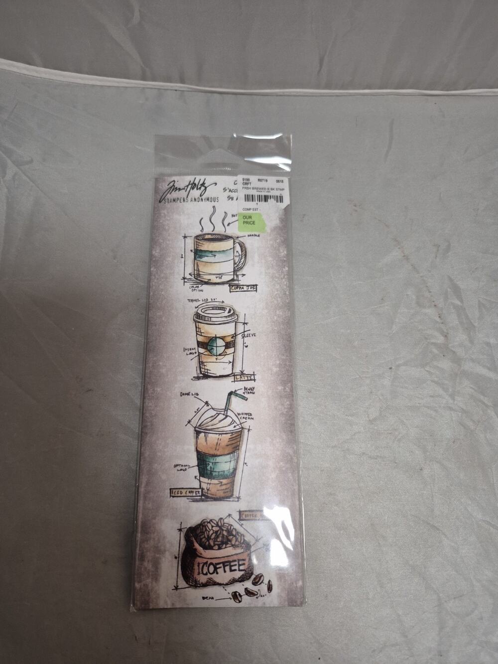 💥 Tim Holtz Stampers Anonymous Mini Blueprints Fresh Brewed 3" X 10" Stamps B4